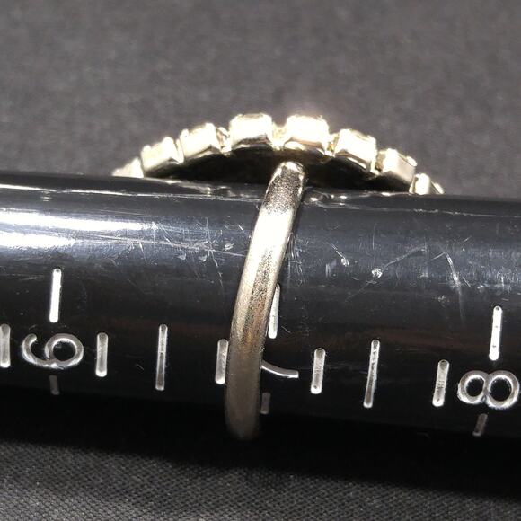 Vintage Clear Rhinestone Adjustable Ring, Size 7, Rhodium Plated, 1950s - Picture 8 of 10